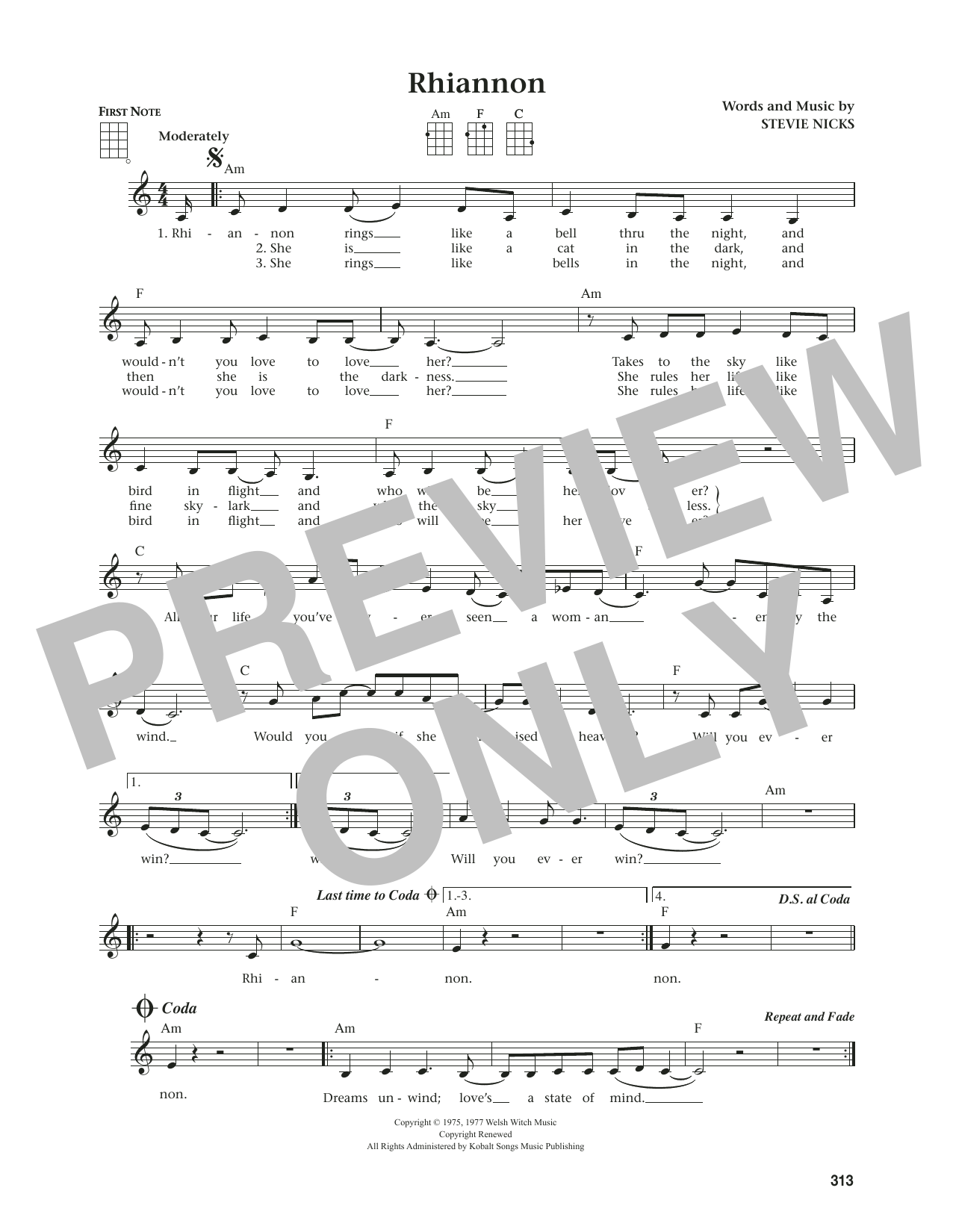 Download Fleetwood Mac Rhiannon (from The Daily Ukulele) (arr. Jim Beloff) Sheet Music and learn how to play Ukulele PDF digital score in minutes