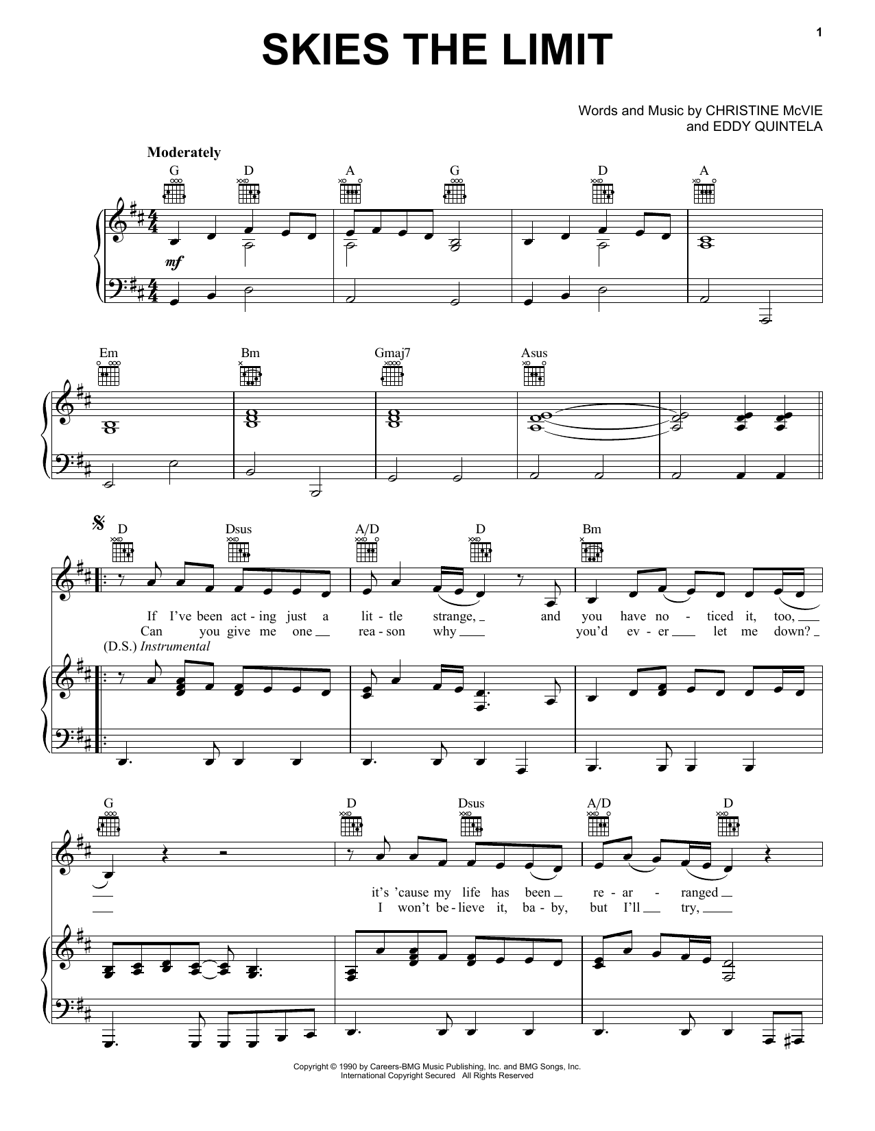 Download Fleetwood Mac Skies The Limit Sheet Music and learn how to play Piano, Vocal & Guitar Chords (Right-Hand Melody) PDF digital score in minutes