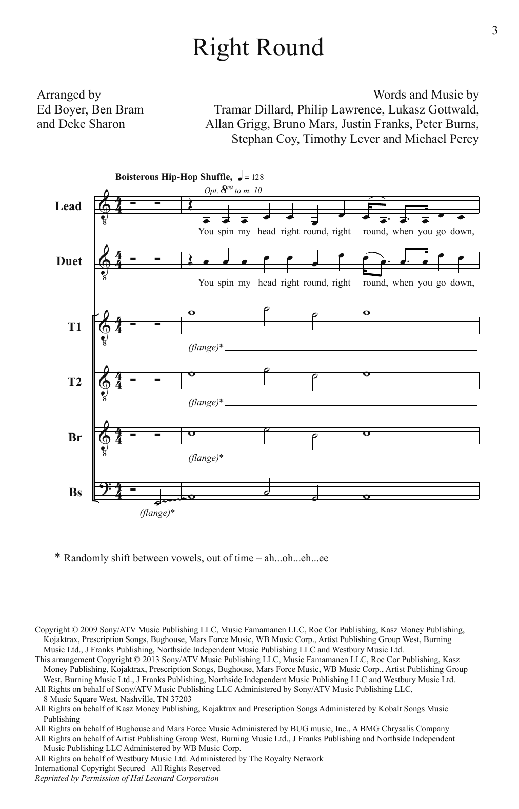 Download Flo Rida Right Round (arr. Deke Sharon) Sheet Music and learn how to play TTBB PDF digital score in minutes