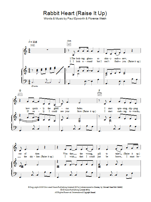Download Florence And The Machine Rabbit Heart (Raise It Up) Sheet Music and learn how to play Keyboard PDF digital score in minutes