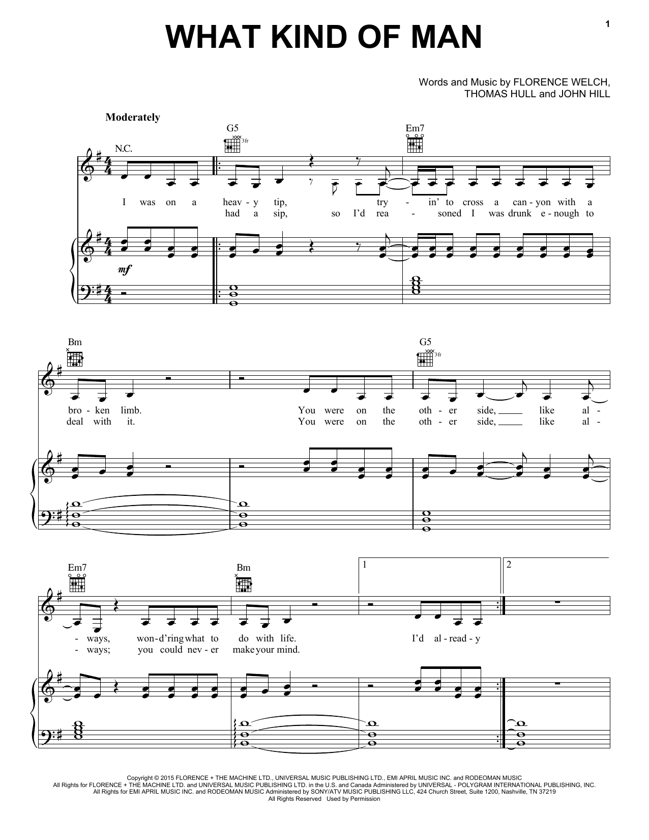 Download Florence And The Machine What Kind Of Man Sheet Music and learn how to play Piano, Vocal & Guitar (Right-Hand Melody) PDF digital score in minutes