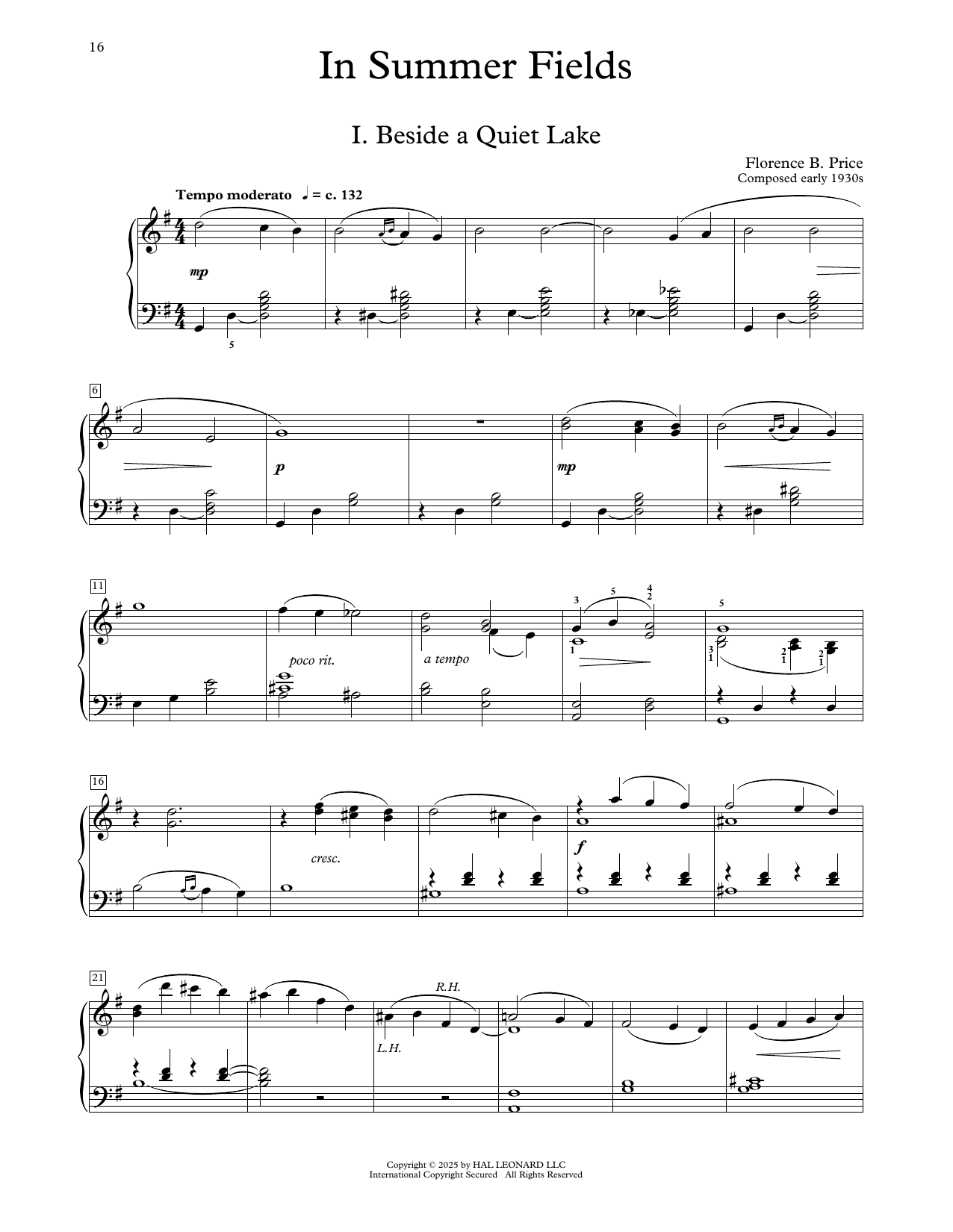 Download Florence Price In Summer Fields Sheet Music and learn how to play Educational Piano PDF digital score in minutes