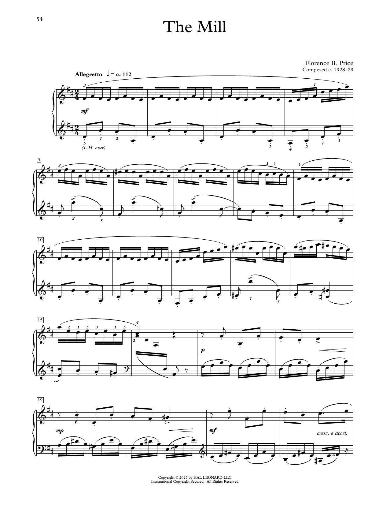Download Florence Price The Mill Sheet Music and learn how to play Educational Piano PDF digital score in minutes
