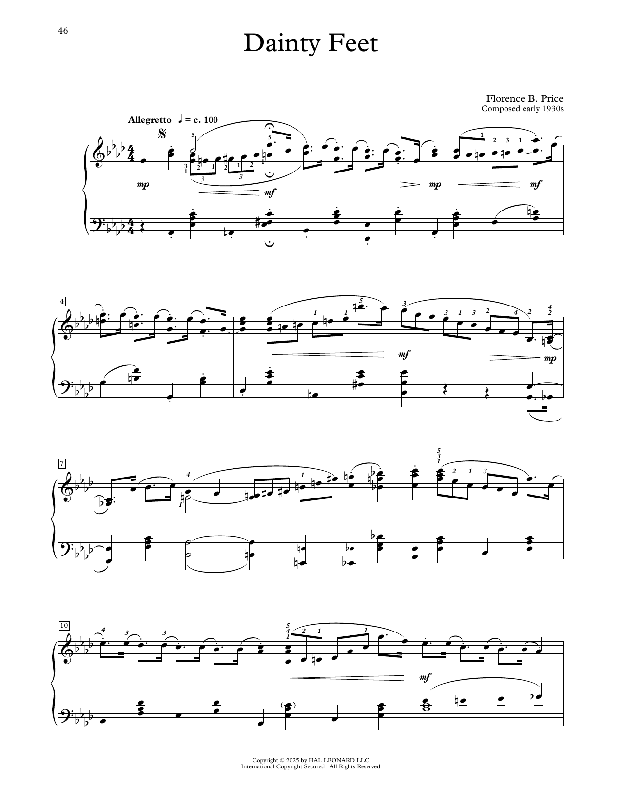 Download Florence Price Dainty Feet Sheet Music and learn how to play Educational Piano PDF digital score in minutes