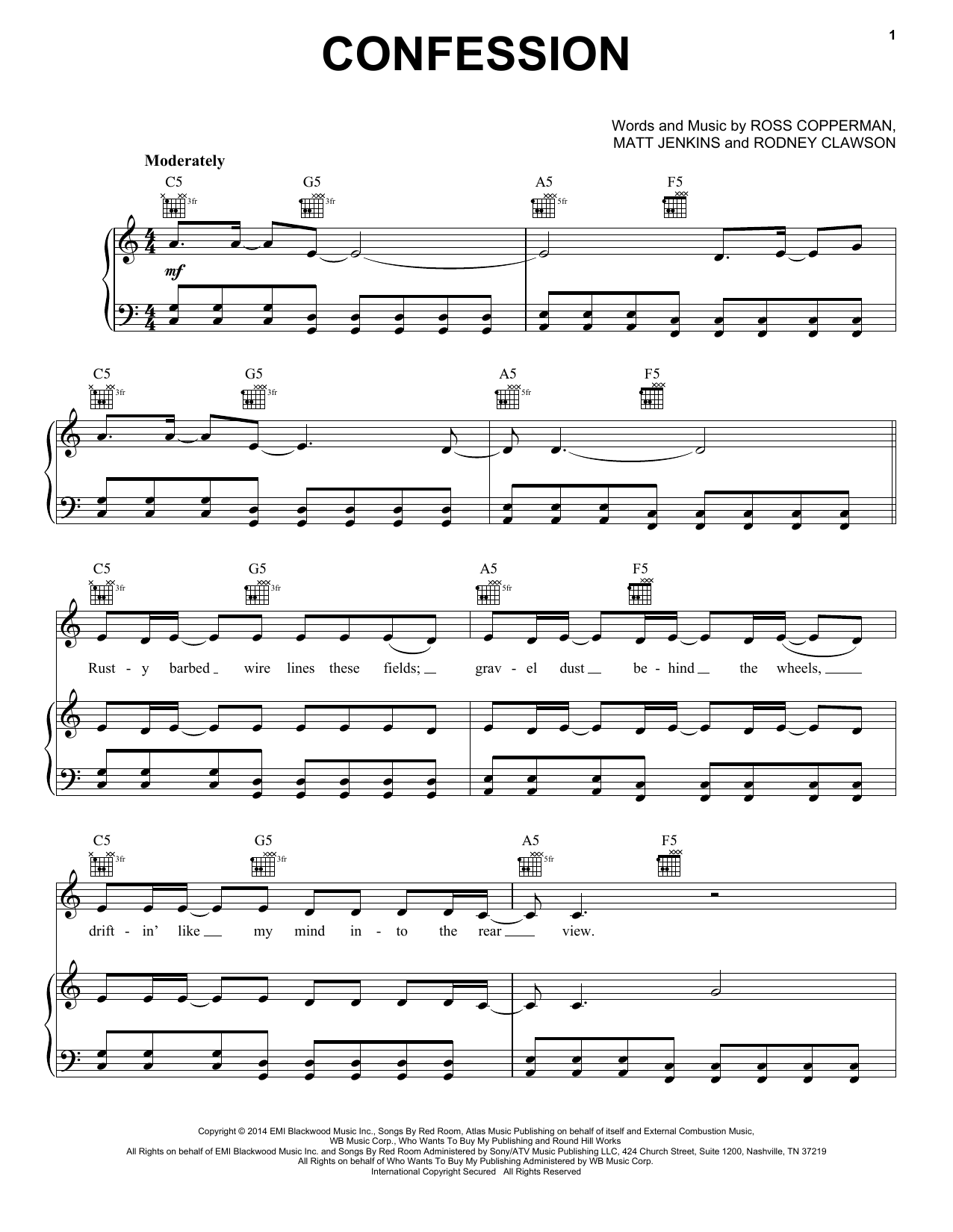 Download Florida Georgia Line Confession Sheet Music and learn how to play Piano, Vocal & Guitar (Right-Hand Melody) PDF digital score in minutes