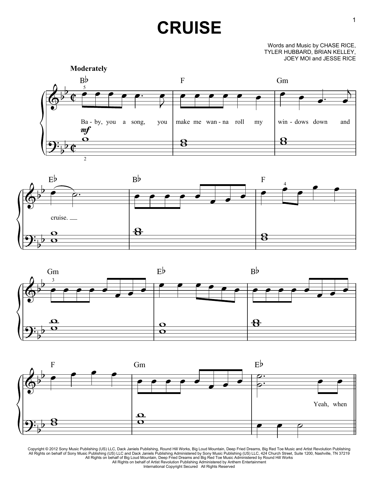 Download Florida Georgia Line Cruise Sheet Music and learn how to play Drums Transcription PDF digital score in minutes