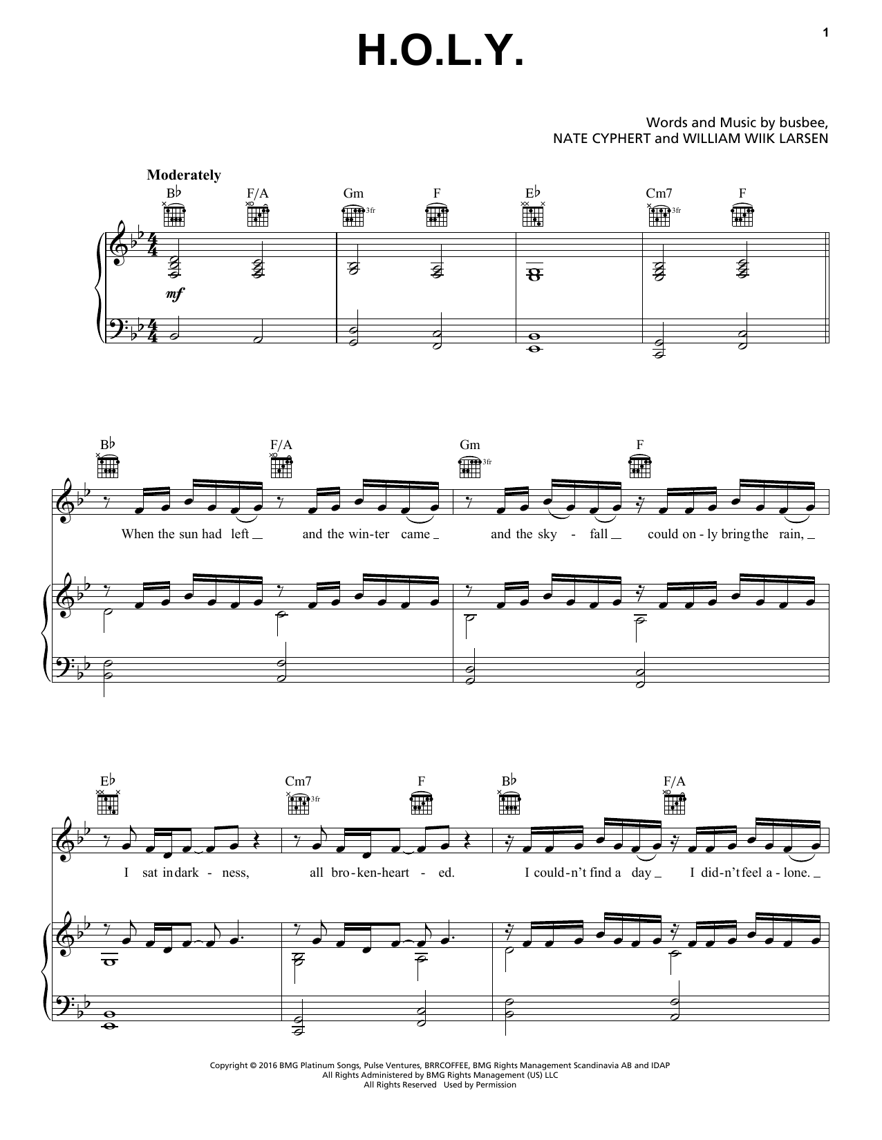 Download Florida Georgia Line H.O.L.Y. Sheet Music and learn how to play Guitar Lead Sheet PDF digital score in minutes