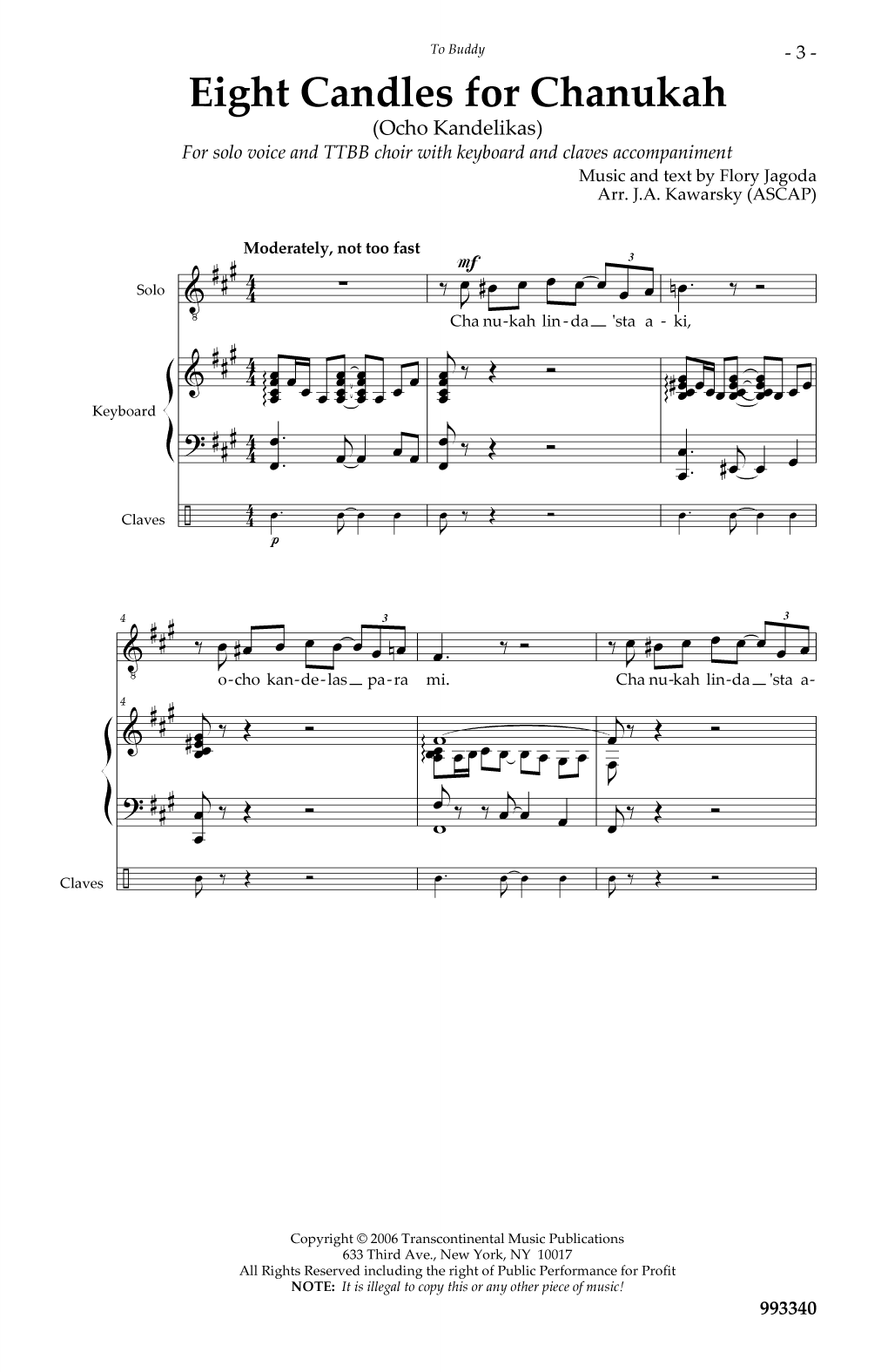 Download Flory Jagoda Eight Candles for Chanukah Sheet Music and learn how to play TTBB Choir PDF digital score in minutes