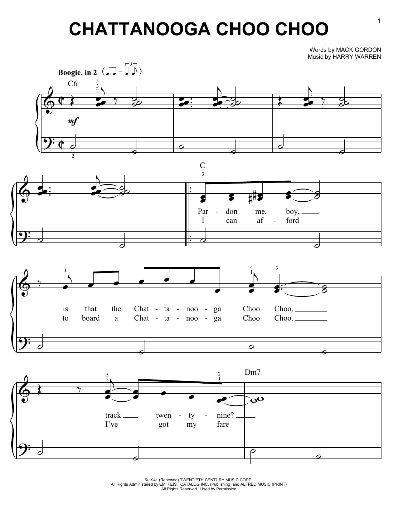 Download Floyd Cramer Chattanooga Choo Choo Sheet Music and learn how to play Easy Piano PDF digital score in minutes