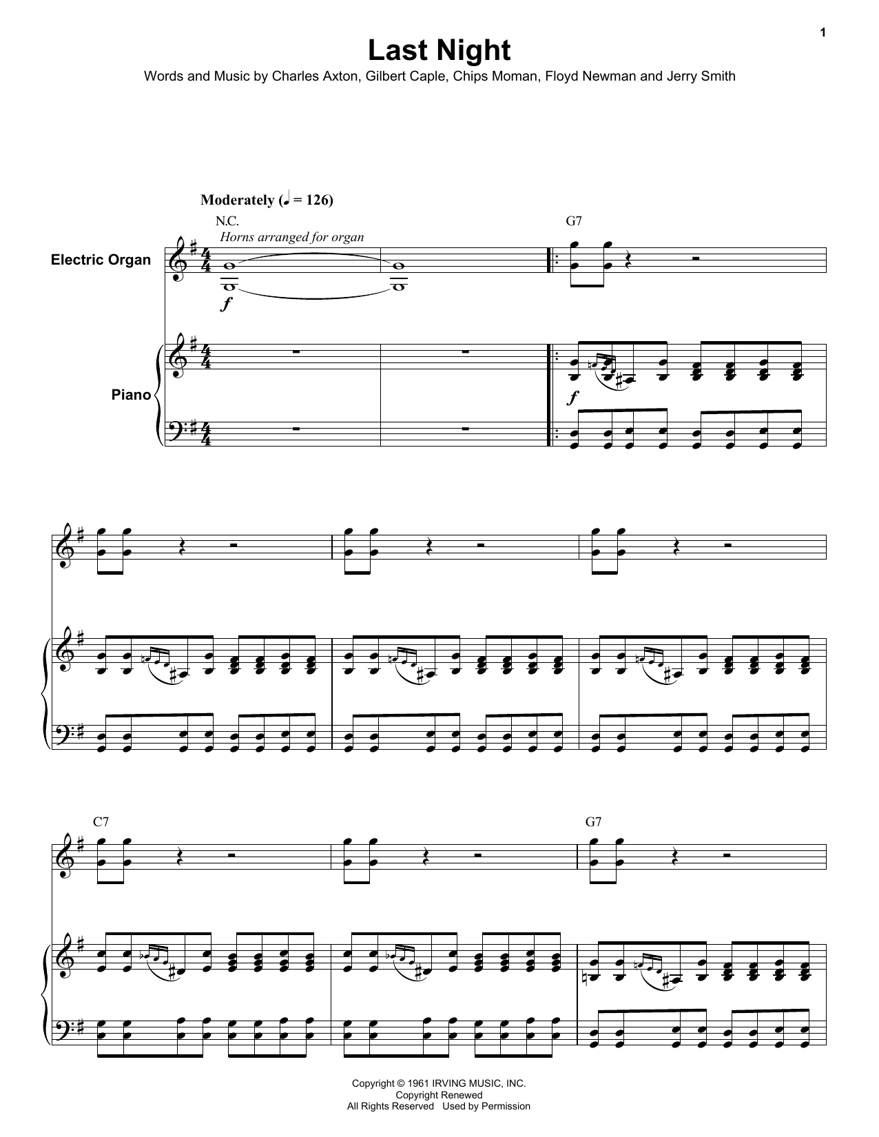 Download Floyd Newman Last Night Sheet Music and learn how to play Keyboard Transcription PDF digital score in minutes