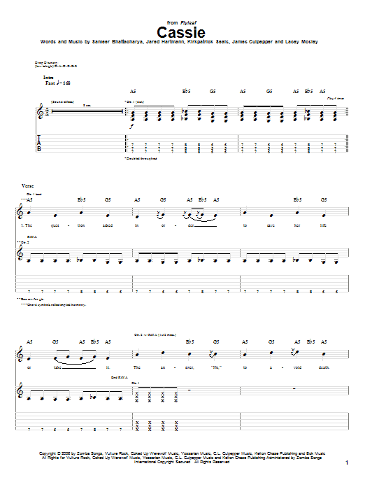 Download Flyleaf Cassie Sheet Music and learn how to play Guitar Tab PDF digital score in minutes