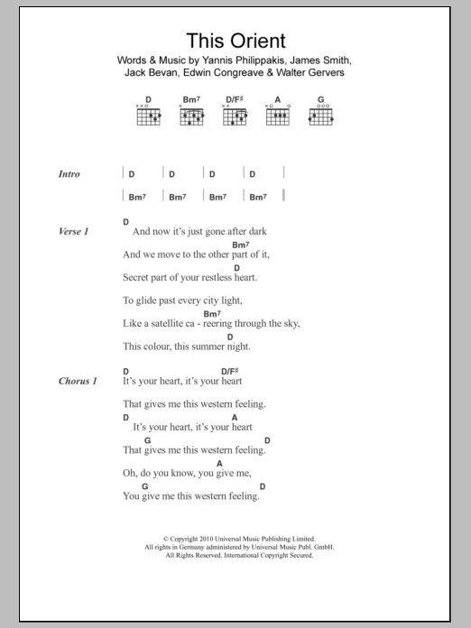 Download Foals This Orient Sheet Music and learn how to play Lyrics & Chords PDF digital score in minutes