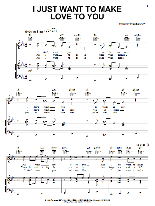 Download Foghat I Just Want To Make Love To You Sheet Music and learn how to play Piano Transcription PDF digital score in minutes