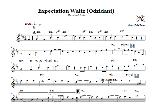 Download Folk Tune Expectation Waltz (Odzidani) (Russian Waltz) Sheet Music and learn how to play Melody Line, Lyrics & Chords PDF digital score in minutes