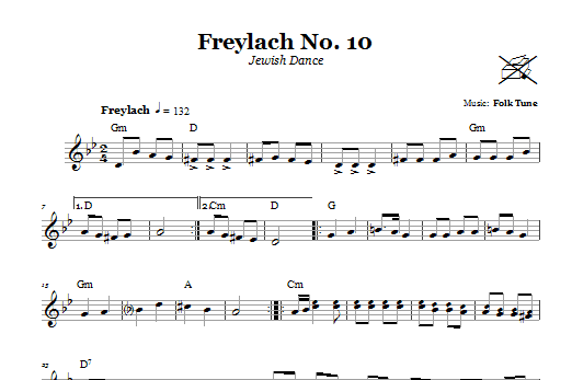 Download Folk Tune Freylach No. 10 (Jewish Dance) Sheet Music and learn how to play Melody Line, Lyrics & Chords PDF digital score in minutes