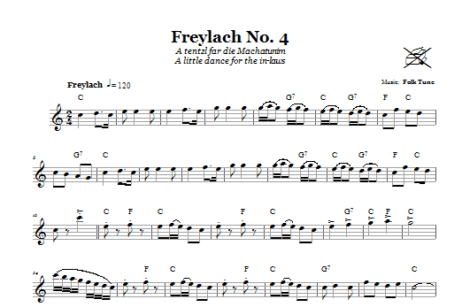 Download Folk Tune Freylach No. 4 (A Tentzl Far Die Machantunim (A Little Dance For The In-Laws)) Sheet Music and learn how to play Melody Line, Lyrics & Chords PDF digital score in minutes