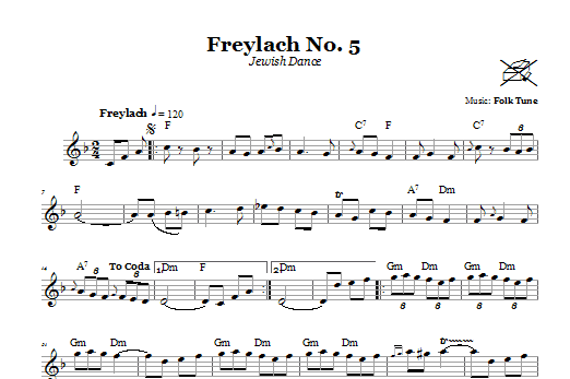 Download Folk Tune Freylach No. 5 (Jewish Dance) Sheet Music and learn how to play Melody Line, Lyrics & Chords PDF digital score in minutes