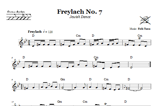 Download Folk Tune Freylach No. 7 (Jewish Dance) Sheet Music and learn how to play Melody Line, Lyrics & Chords PDF digital score in minutes