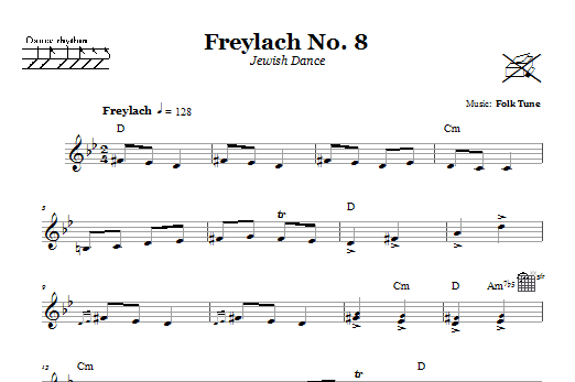 Download Folk Tune Freylach No. 8 (Jewish Dance) Sheet Music and learn how to play Melody Line, Lyrics & Chords PDF digital score in minutes