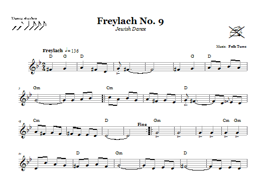 Download Folk Tune Freylach No. 9 (Jewish Dance) Sheet Music and learn how to play Melody Line, Lyrics & Chords PDF digital score in minutes