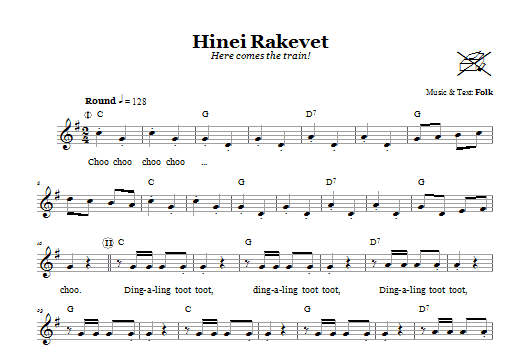 Download Folk Tune Hinei Rakevet (Here Comes The Train!) Sheet Music and learn how to play Melody Line, Lyrics & Chords PDF digital score in minutes