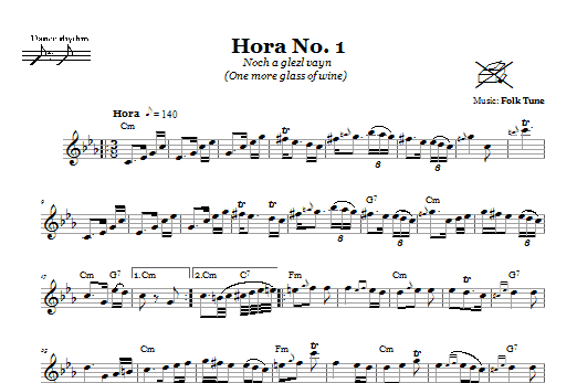 Download Folk Tune Hora No. 1 (Noch A Glezl Vayn (One More Glass Of Wine)) Sheet Music and learn how to play Melody Line, Lyrics & Chords PDF digital score in minutes