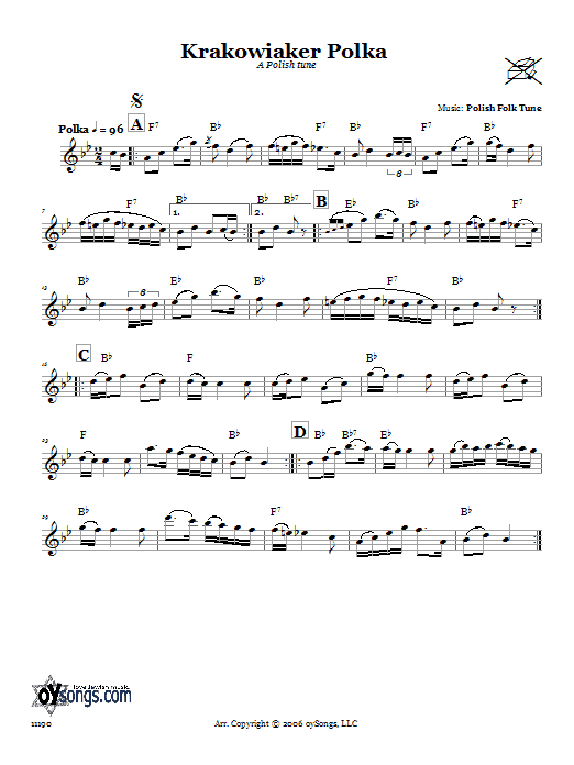 Download Folk Tune Krakowiaker Polka (A Polish Tune) Sheet Music and learn how to play Melody Line, Lyrics & Chords PDF digital score in minutes