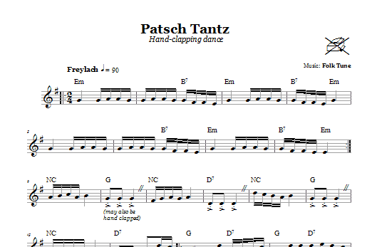 Download Folk Tune Patsch Tantz (Hand-Clapping Dance) Sheet Music and learn how to play Melody Line, Lyrics & Chords PDF digital score in minutes