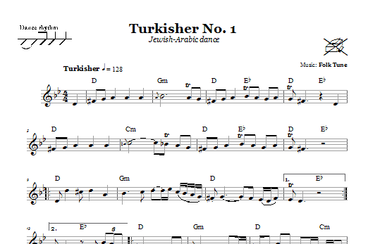 Download Folk Tune Turkisher No. 1 (Jewish-Arabic Dance) Sheet Music and learn how to play Melody Line, Lyrics & Chords PDF digital score in minutes