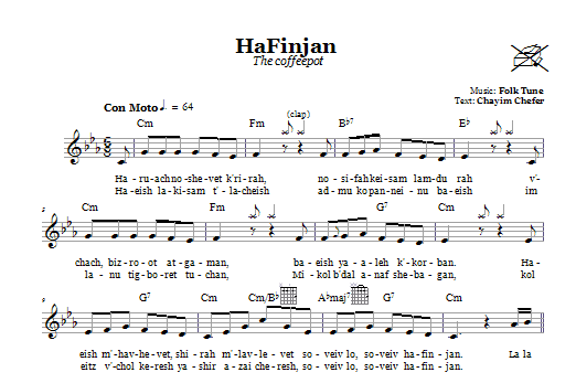 Folk Tune Hafinjan The Coffeepot Sheet Music Notes Download Printable Pdf Score 665