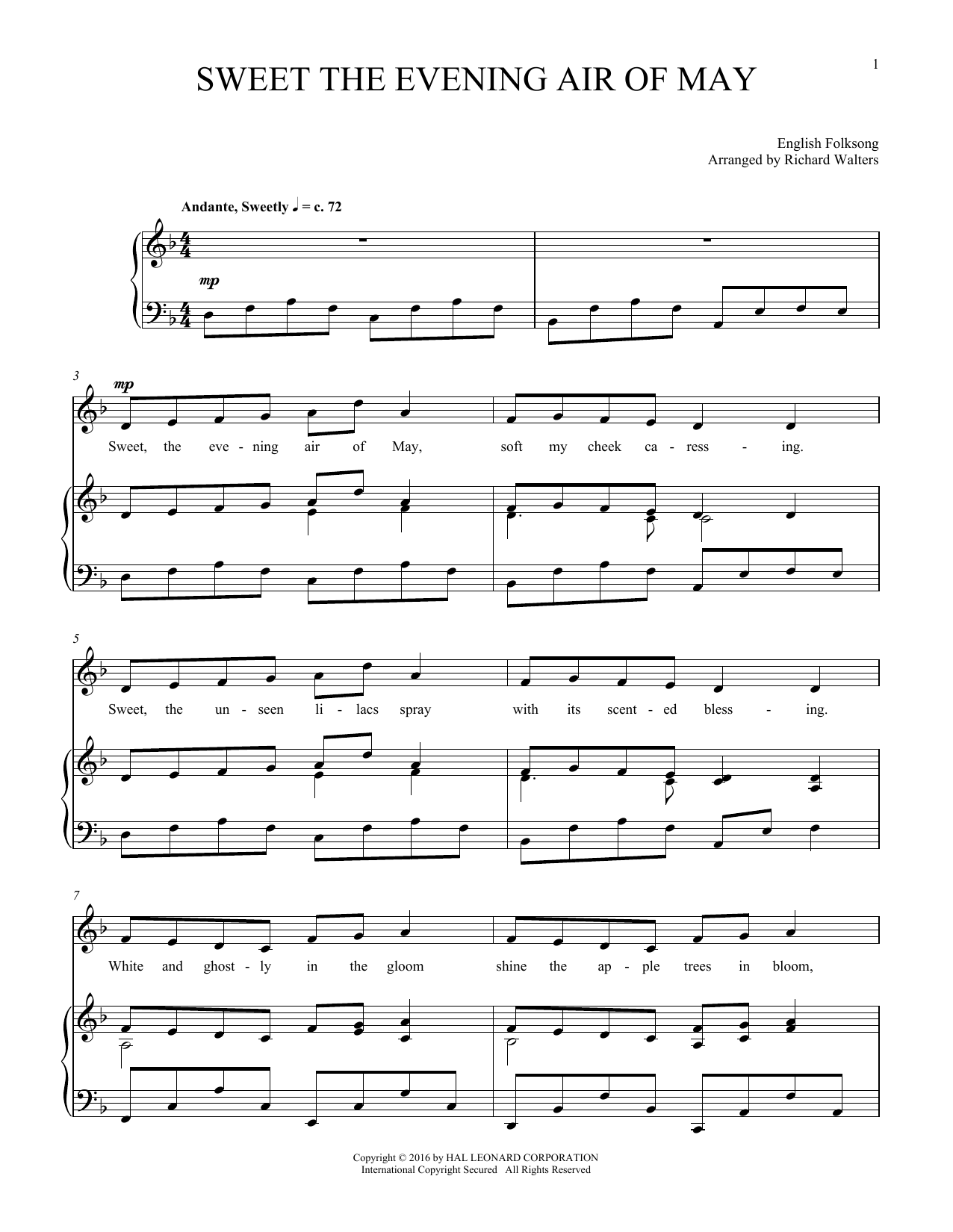 Download Traditional Folksong Sweet The Evening Air Of May Sheet Music and learn how to play Piano & Vocal PDF digital score in minutes