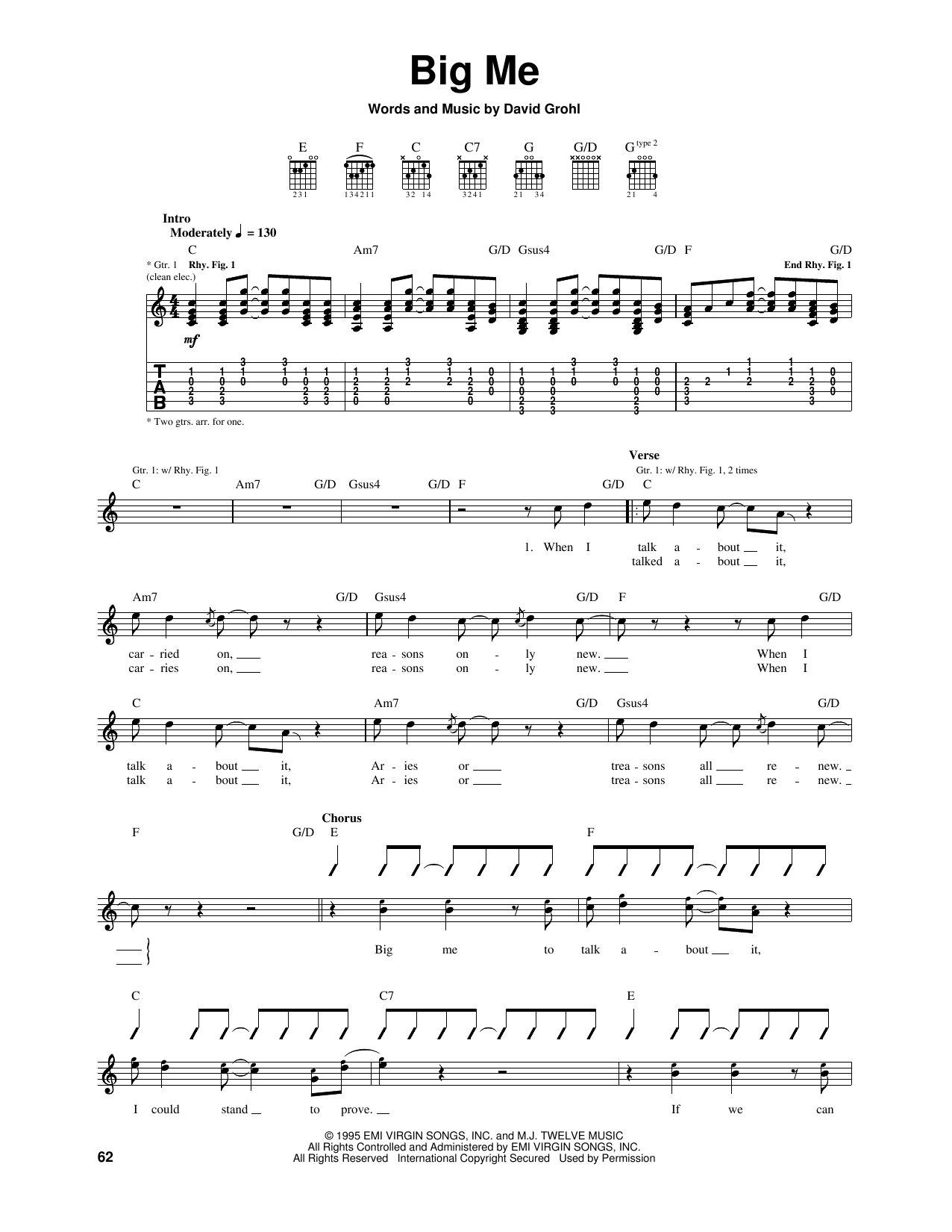 Download Foo Fighters Big Me Sheet Music and learn how to play Bass Guitar Tab PDF digital score in minutes
