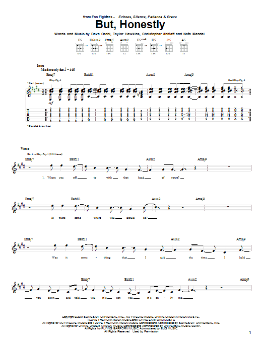Download Foo Fighters But, Honestly Sheet Music and learn how to play Guitar Tab PDF digital score in minutes