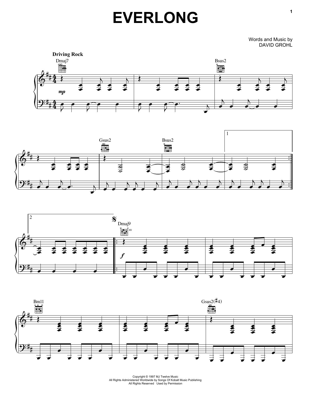 Download Foo Fighters Everlong Sheet Music and learn how to play Bass Guitar Tab PDF digital score in minutes