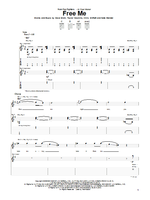 Download Foo Fighters Free Me Sheet Music and learn how to play Guitar Tab PDF digital score in minutes