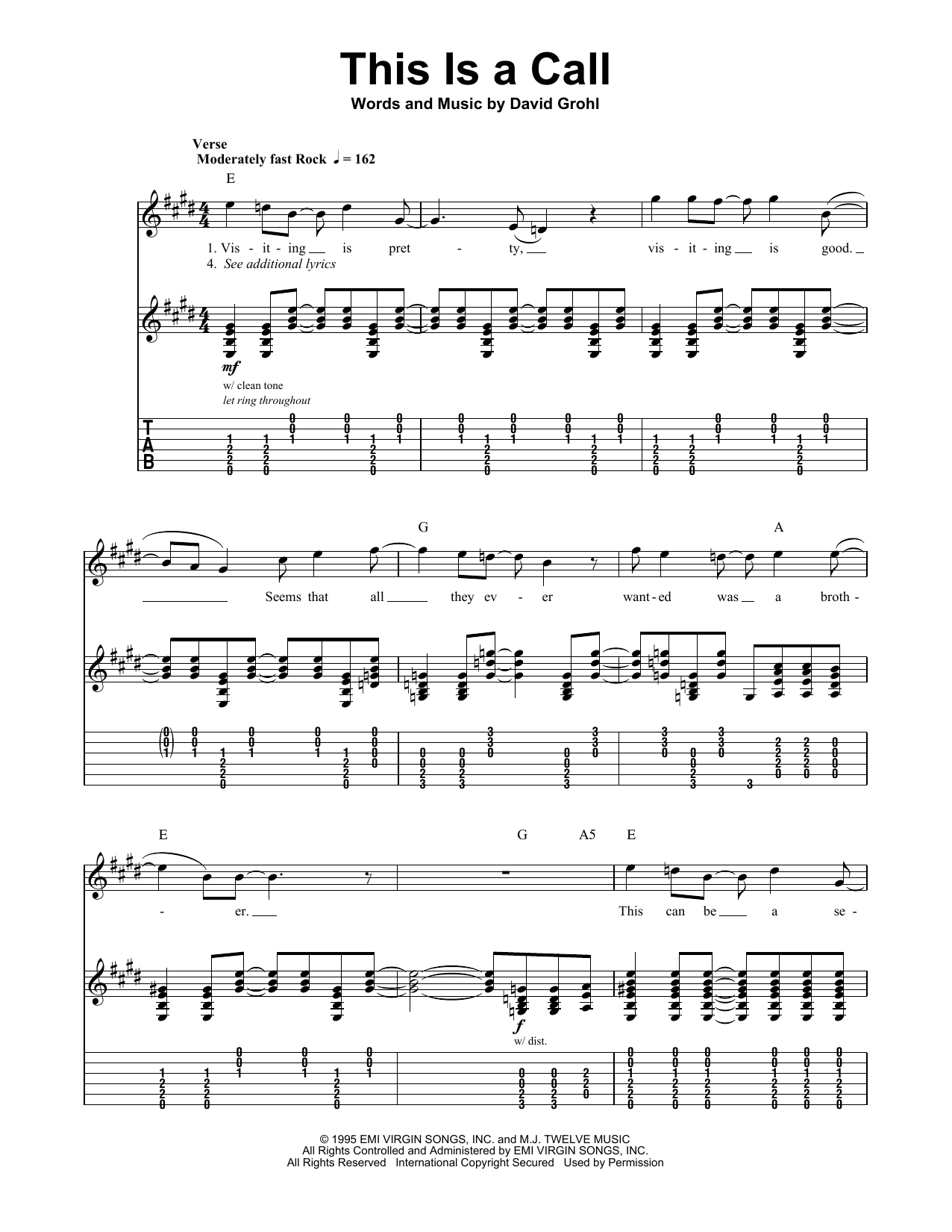 Download Foo Fighters This Is A Call Sheet Music and learn how to play Bass Guitar Tab PDF digital score in minutes
