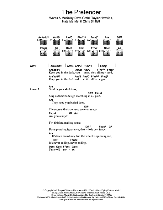 Download Foo Fighters The Pretender Sheet Music and learn how to play Guitar Tab PDF digital score in minutes