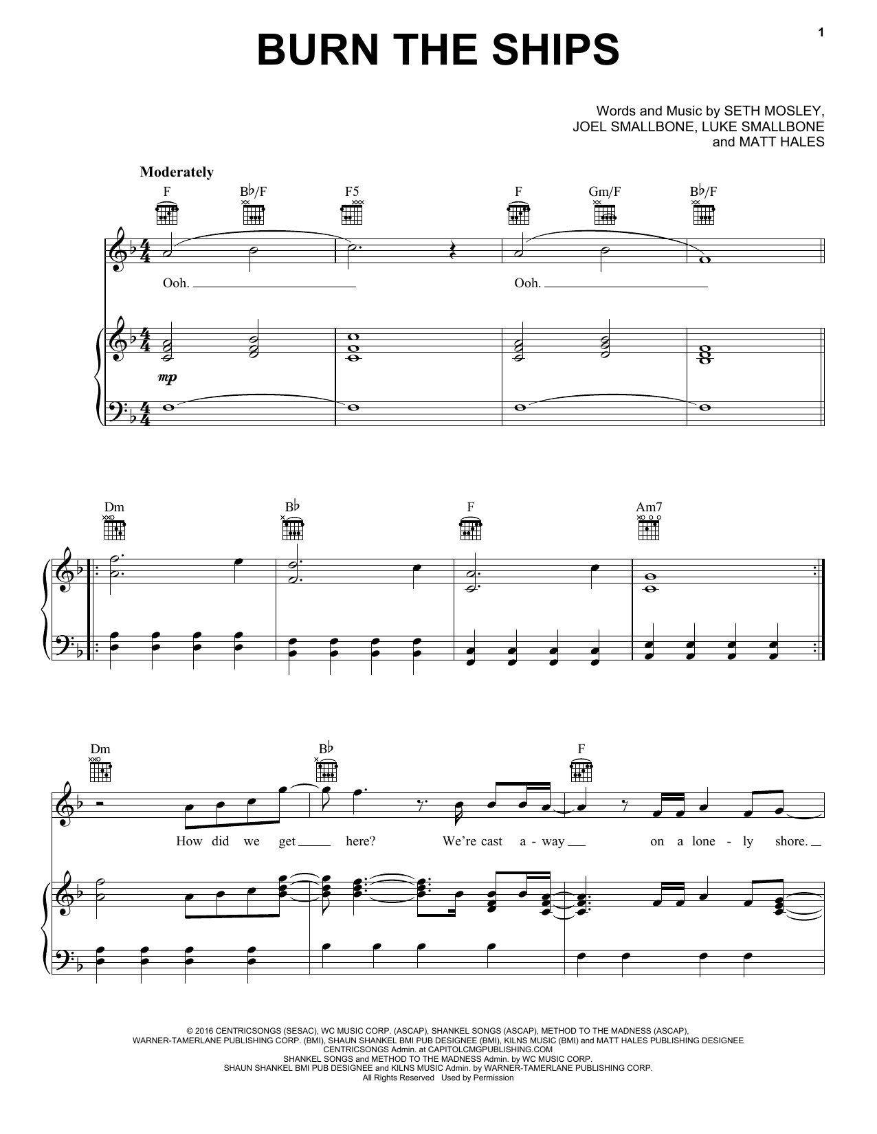 For King Country Burn The Ships Sheet Music Notes Download Printable Pdf Score 431926
