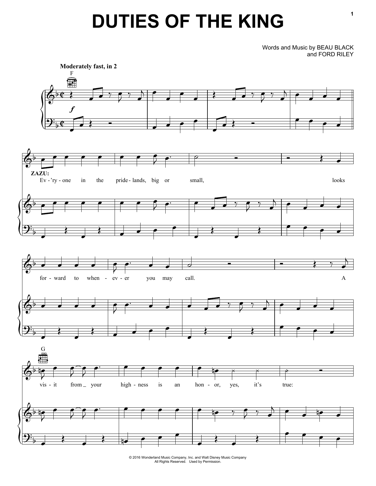 Download Beau Black Duties Of The King Sheet Music and learn how to play Piano, Vocal & Guitar (Right-Hand Melody) PDF digital score in minutes