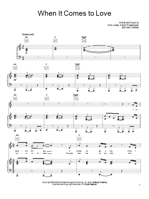 Download Foreigner When It Comes To Love Sheet Music and learn how to play Piano, Vocal & Guitar (Right-Hand Melody) PDF digital score in minutes