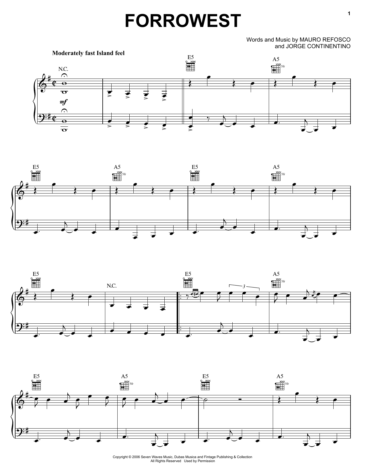 Download Forro In The Dark Forrowest Sheet Music and learn how to play Piano, Vocal & Guitar (Right-Hand Melody) PDF digital score in minutes