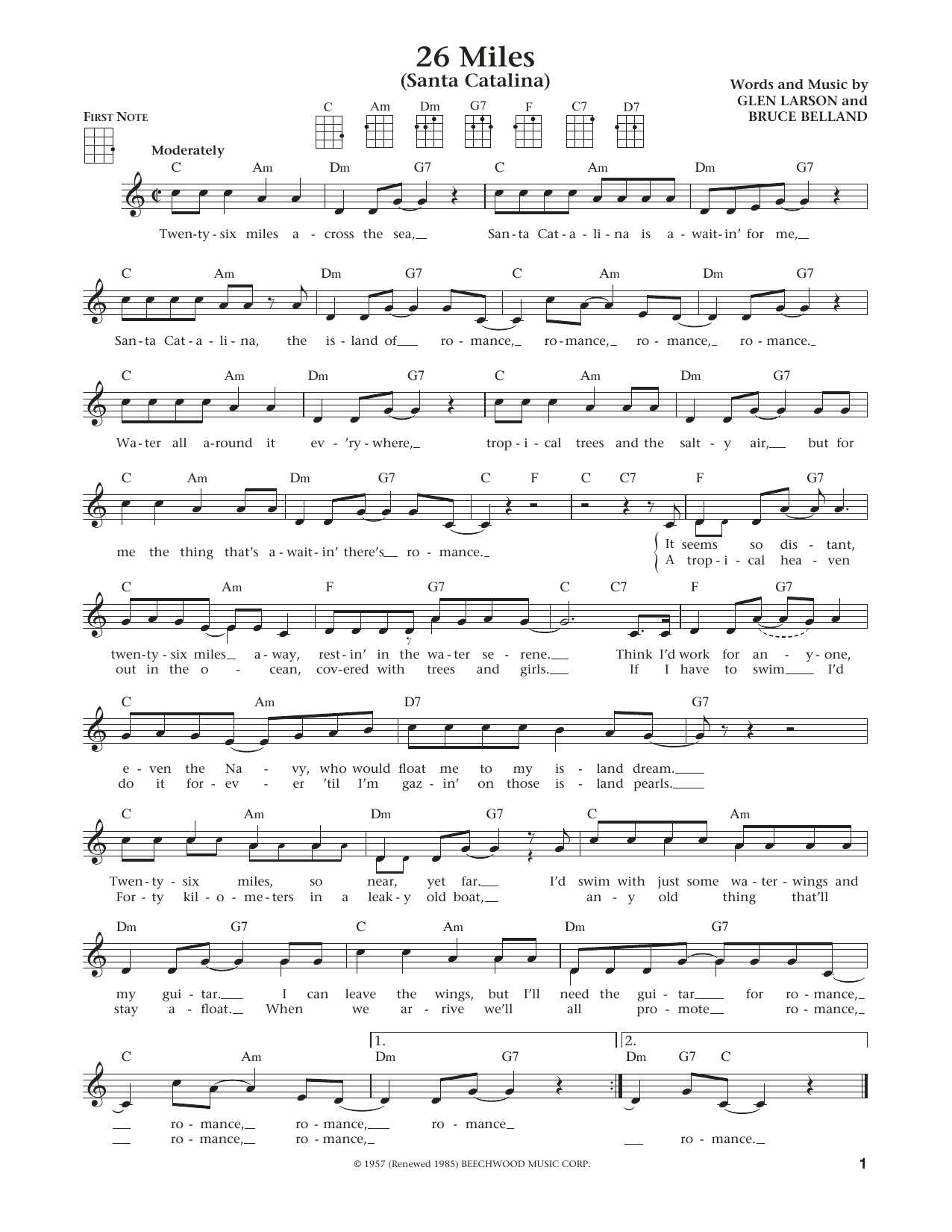 Download Four Preps 26 Miles (Santa Catalina) Sheet Music and learn how to play Ukulele PDF digital score in minutes