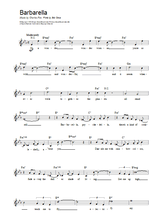 Download Fox And Crewe Barbarella Sheet Music and learn how to play Melody Line, Lyrics & Chords PDF digital score in minutes