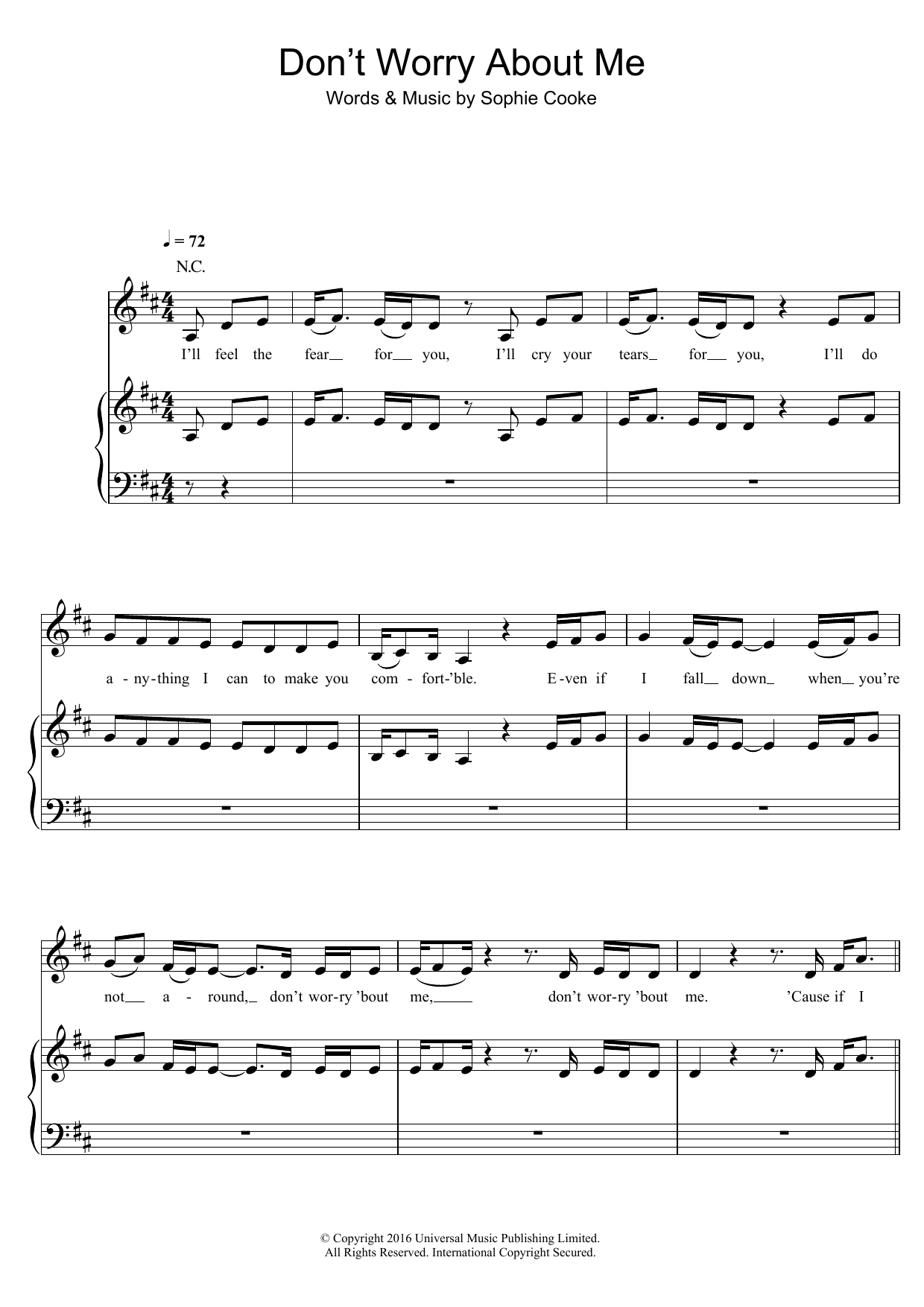 Download Frances Don't Worry About Me Sheet Music and learn how to play Piano, Vocal & Guitar (Right-Hand Melody) PDF digital score in minutes