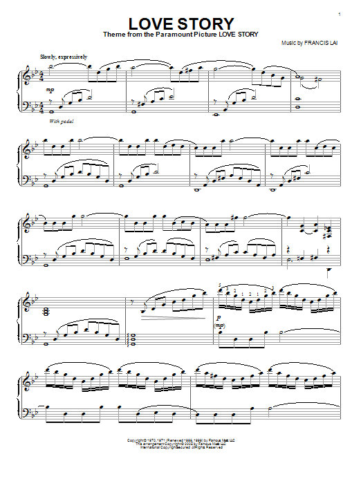 Download Francis Lai Love Story Sheet Music and learn how to play Piano PDF digital score in minutes