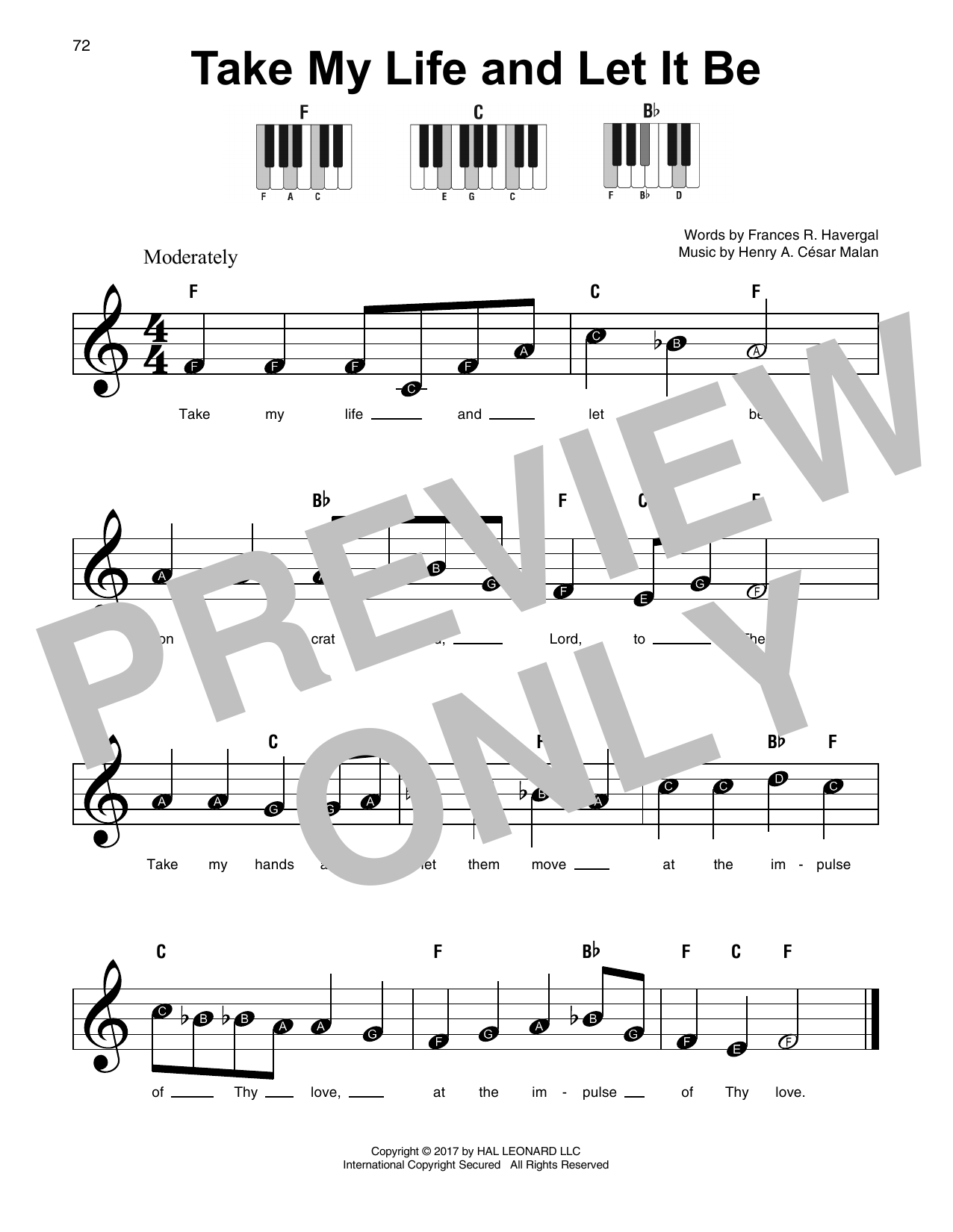 Download Henry A. Cesar Malan Take My Life And Let It Be Sheet Music and learn how to play SPREP PDF digital score in minutes