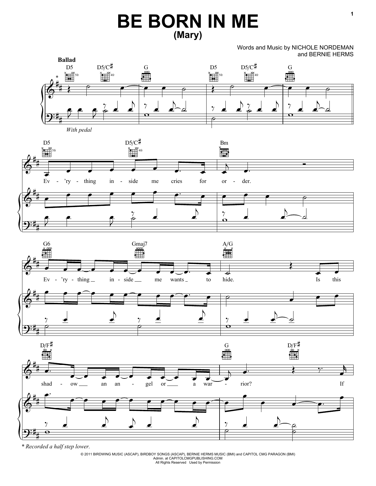 Download Francesca Battistelli Be Born In Me (Mary) Sheet Music and learn how to play Piano, Vocal & Guitar Chords (Right-Hand Melody) PDF digital score in minutes