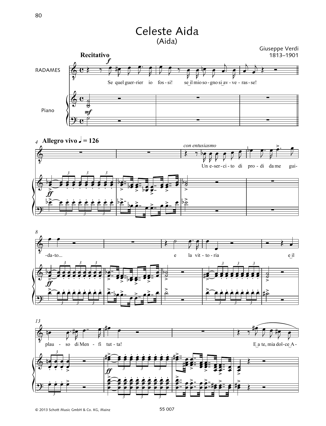 Download Francesca Licciarda Celeste Aida Sheet Music and learn how to play Piano & Vocal PDF digital score in minutes