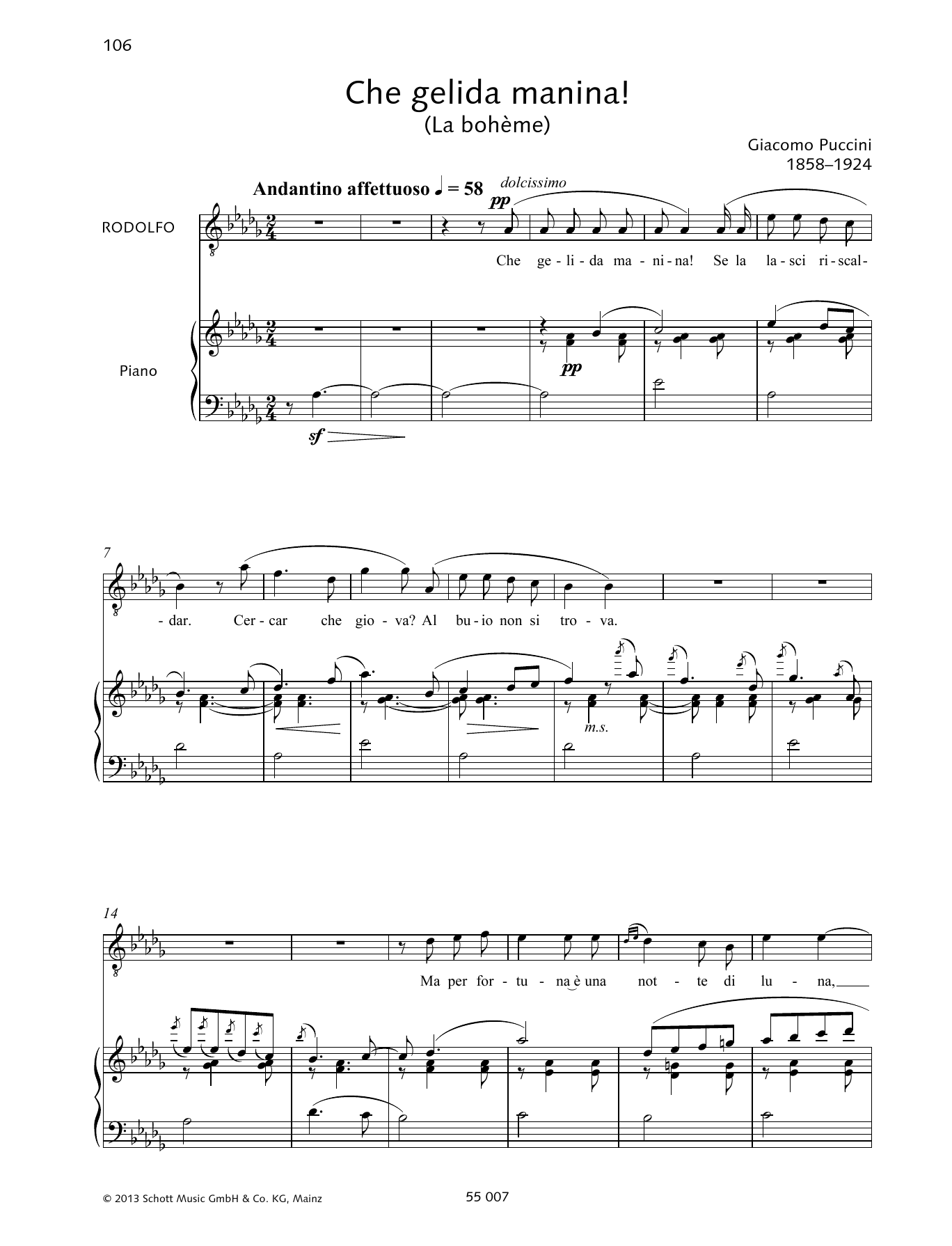 Download Francesca Licciarda Che gelida manina! Sheet Music and learn how to play Piano & Vocal PDF digital score in minutes