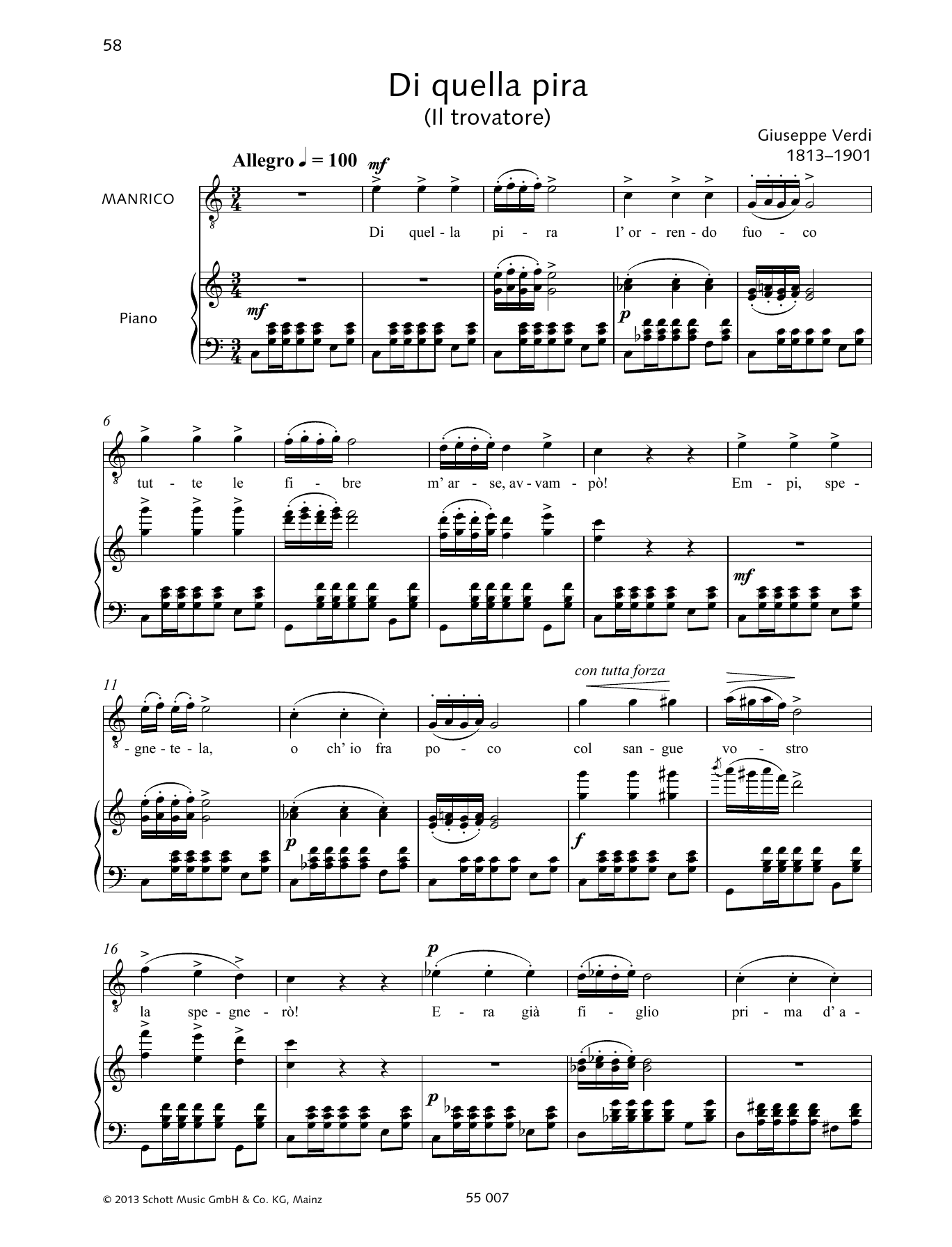 Download Francesca Licciarda Di Quella Pira Sheet Music and learn how to play Piano & Vocal PDF digital score in minutes